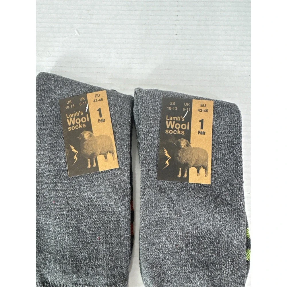 Lamb's Wool Blend Socks NEW Men's US 10-13 Lot of 2 Gray Calf Length 1399